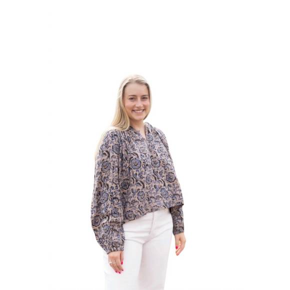 NEW ERICA WILSON gigi blouse in paradise blue print - Picture 3 of 3